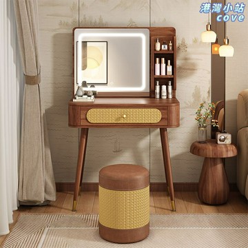 【復古輕奢】梳妝檯 化妝桌 化妝臺 梳妝桌 臥室傢俱 中古風設計 鏡櫃一體 實木框架 主臥次臥適用 2025新款