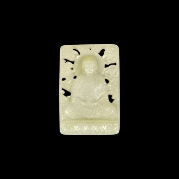 《博古珍藏》天然和闐玉鏤空雕釋迦牟尼古佛坐像玉珮飾．佛牌項鍊．23公克．早期收藏．老件．手工雕刻．感恩特賣．超值回饋