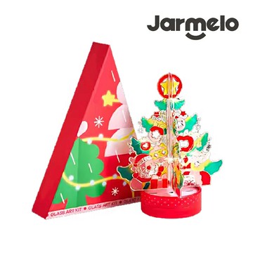 【JarMelo 原創美玩】DIY水晶彩繪聖誕樹(可當夜燈/附旋轉音樂盒)