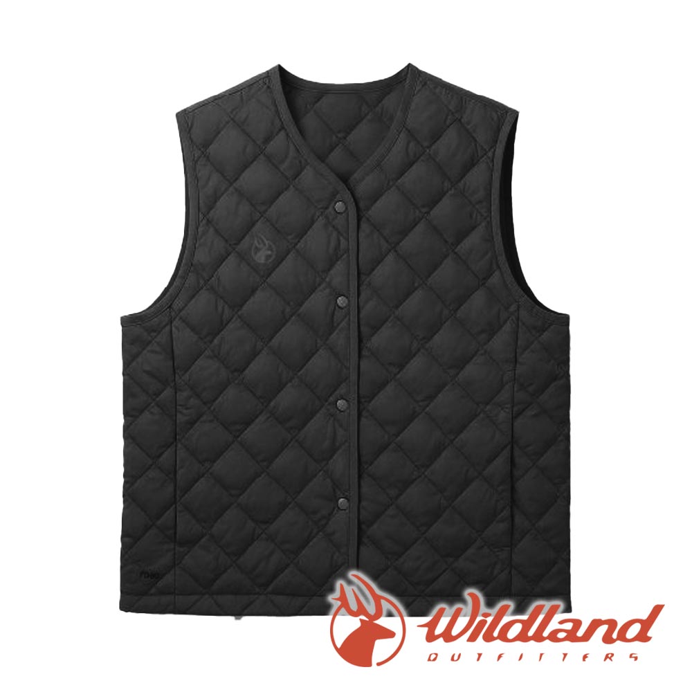 【wildland 荒野】女700FP 輕暖V領羽絨背心『皇室黑』0B32175 戶外 露營 登山 健行 休閒 時尚 保暖 羽絨 背心