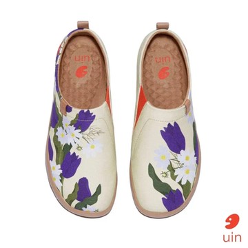 uin 西班牙原創設計 女鞋 紫色鬱金香彩繪休閒鞋W1010584