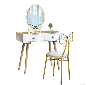北歐實木梳妝台小臥室現代簡約網紅ins風化妝台帶燈化妝桌經濟型 99購物節