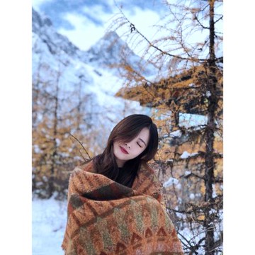 復古民族風雪山圍巾稻城亞丁西藏新疆旅游秋冬保暖披肩加厚圍脖女