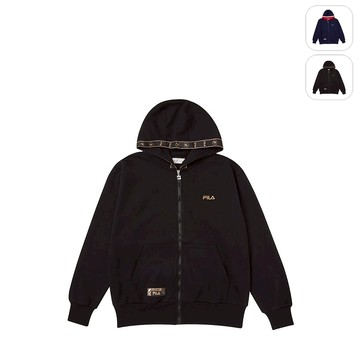 【FILA】中性 針織連帽外套-黑色 1JKY-1408-BK