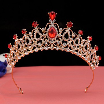 【RJ New York】歐風皇冠婚宴金屬髮飾髮箍(紅色)