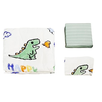 Betrise 貝翠絲 升級德國銀離子防蹣抗菌精梳棉特大四件式床包組 - 恐龍星球  182x212cm  兩用被