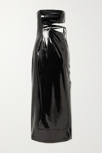 ROTATE Birger Christensen - Malena Strapless Cutout Coated Dress - Black - DK32