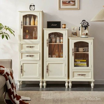 免運 開立發票 免運#爆款/附發票~實木美式展示櫃歐式複古多功能客廳靠墻櫃子儲物櫃酒櫃玻璃門書櫃特惠/快速出貨M0925