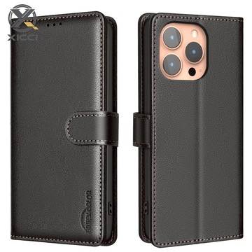 XICCI RFID 屏蔽保護皮革翻蓋保護殼適用於 IPhone 16/16 Plus/16 Pro/16 ProMax