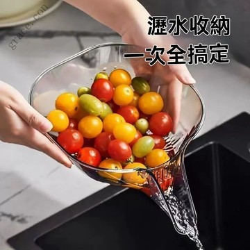 ✨新品特價/廚房多功能 瀝水籃 洗菜籃 洗菜盆 水果籃 收納籃  蔬果盆 瀝水傢用水槽 洗菜水果新款網紅創意水果盤塑料瀝