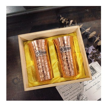 日本老件.Venus槌目銅杯雙入組.水杯.酒杯.金屬杯.含盒#收藏品