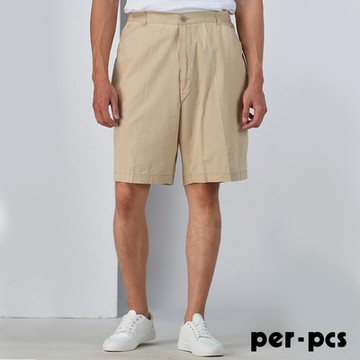 per-pcs 簡約素色棉料短褲_卡其(84255)