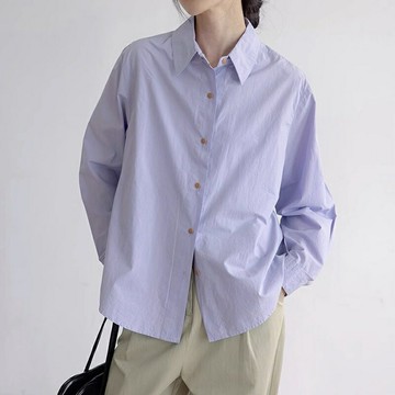 現貨+預購 襯衫長袖上衣-通勤休閒寬鬆百搭上衣女裝2色74km37【獨家進口】【米蘭精品】