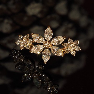 18K金巨型雪花鑽石耳環 18K Gold Mega Snowflakes Diamond Earri