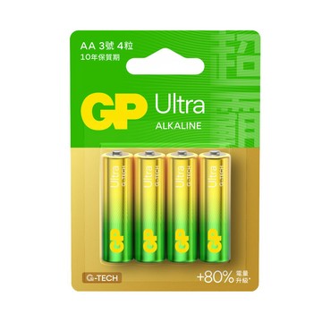 【超霸GP】3號(AA)ULTRA特強鹼性電池4粒裝(吊卡裝1.5V鹼性電池)