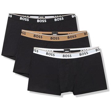 HUGO BOSS 2024男典雅合身彩色褲頭黑色四角內著混搭3件組