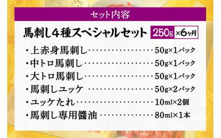 純国産 馬刺し 4種スペシャルセット 250g 赤身 霜降り 大トロ