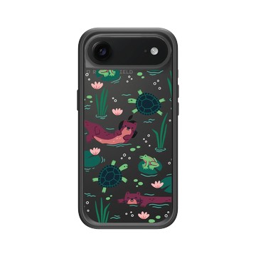 iPhone Air Mod NX -邊框背蓋組合 (相機按鈕) 黑 - RHINOSHIELD X Taipei Zoo - 臺灣水域插畫（水獺、龜、蛙）