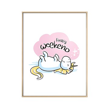 獨角獸 Finally Weekend  40 x 30cm  木色