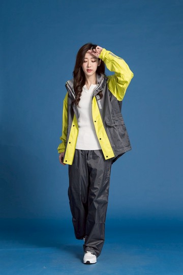 頂峰背包款兩件式雨衣-芥末黃/鐵灰