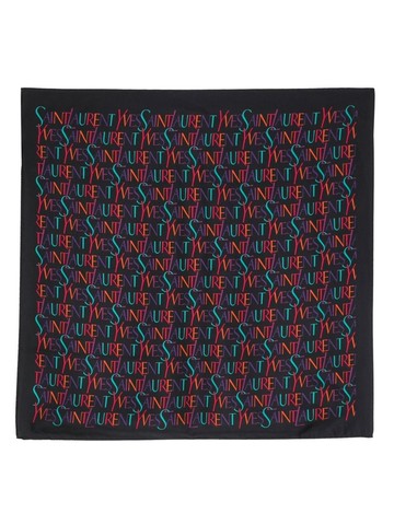 Saint Laurent - logo-print silk scarf - women - Silk - One Size - Blue