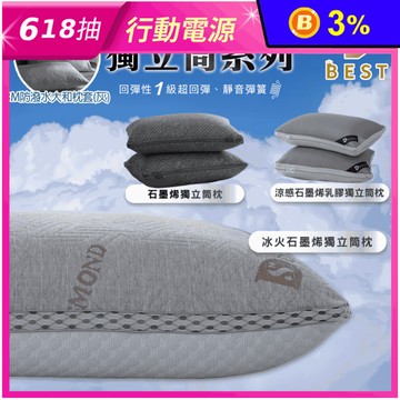 【BEST】台灣製造機能石墨烯獨立筒枕頭 人體工學枕 贈3M防潑水抗菌枕套