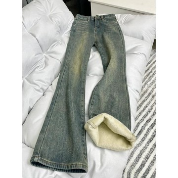 已售9642件💖REOY   懷舊藍牛仔褲  闊腿褲   美式復古   高腰直筒褲   秋冬  不貼腿牛仔褲  顯瘦拖