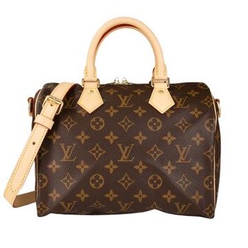 LV Louis Vuitton M46977 SPEEDY 25手提斜背波士頓包-福利品(棕色)