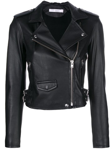 IRO - cropped biker jacket - women - Lamb Skin/Rayon - 34 - Black