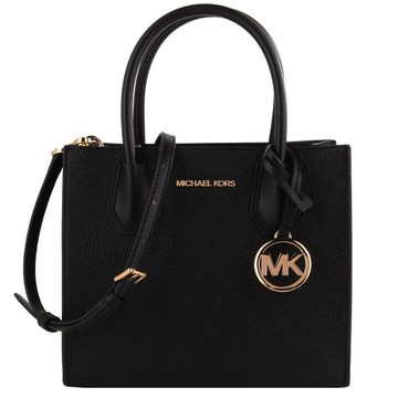 MICHAEL KORS- 金字荔枝紋皮革手提/斜背包（黑S）_廠商直送