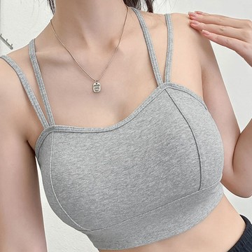 【Fee現貨7色】交叉美背乳膠墊小可愛🔥韓版 女背心 女上衣 小可愛 美背 乳膠墊 女上衣 小背心 細肩帶背心 胸墊背