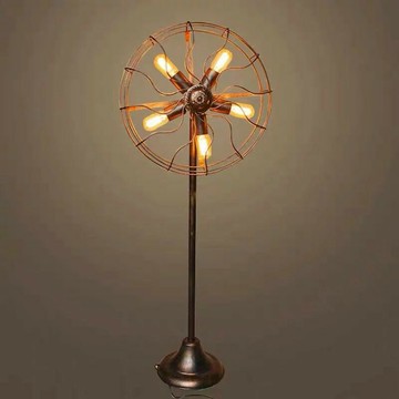 燈具 落地燈 立燈 檯燈 立式燈 復古工業風落地燈客廳臥室燈陽臺地燈創意風扇燈美式懷舊咖啡店燈