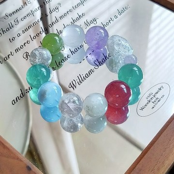 ⭕晶天原創⭕繽紛泡泡｜水晶手串 ｜全方位｜海藍寶 草莓晶 銀阿賽 白兔毛｜水晶手珠｜水晶手鍊｜療癒水晶｜桃花水晶｜招財水