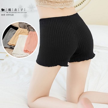 【QV3091】魔衣子-純色木耳邊防走光內搭安全褲