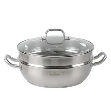 Queensense 全不鏽鋼電磁爐適用雙層蒸鍋  1套  24cm