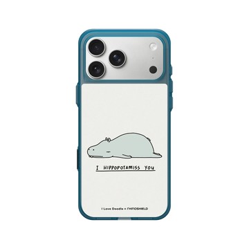 iPhone 17 Pro Max Clear (相機按鈕) 夜幕藍 - ilovedoodle (Lim Heng Swee) - I Hippopotamiss You 河馬