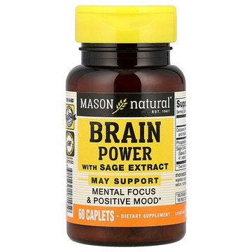 Mason Natural, Brain Power，含鼠尾草提取物，60 片囊片