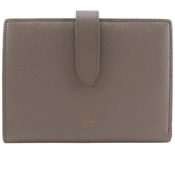 【日本直送】CELINE 經典中款凱旋門釦飾翻蓋錢包 雙摺短夾 皮革 灰褐色 女仕【二手】