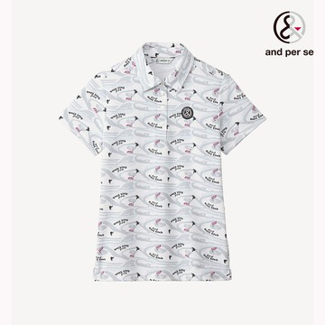 【and per se】女款白色環保材質透氣舒適吸水快乾彈性佳翻領短棉 DLV29605