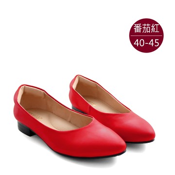 中大尺碼女鞋220121【GZ808-3】自訂款-素面氣墊內裡尖頭平底鞋/娃娃鞋 40-45碼 172巷鞋舖(預購)番茄紅