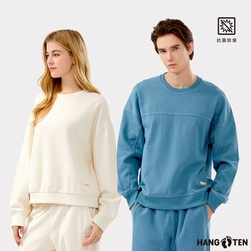 【Hang Ten】男女裝-恆溫多功能- Polygiene坑條抗菌除臭大學T(多色選)