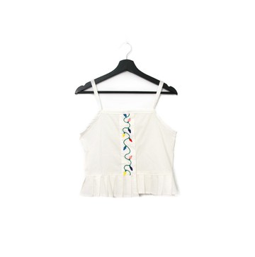 Back to Green-再製刺繡背心 彩繪霓虹燈泡 sv-03 //vintage vest