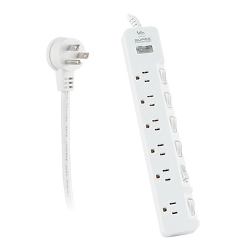 RONEVER 7切6座延長線 3孔 ZPR-026-1  1.8m  白色  1條