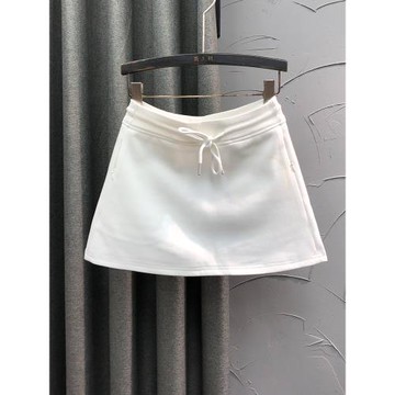 白色高腰休閑短裙女顯瘦春季時尚減齡洋氣抽繩A字性感半身包臀裙