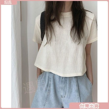 限時特價💕韓風chic不規則t恤女夏季新款寬鬆短袖體恤衫小清新短款上衣女潮