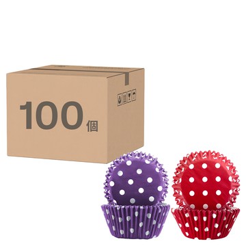 ibili Sweet 蛋糕紙模 (紅紫白點7.5cm)  紅底 + 白點，紫點 + 白點  100個