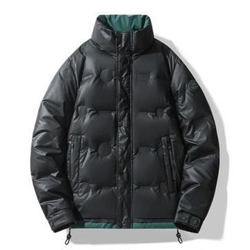 [米蘭精品] 真羽絨90%鴨絨羽絨外套羽絨衣夾克-保暖短款立領撞色男外套3色74it85