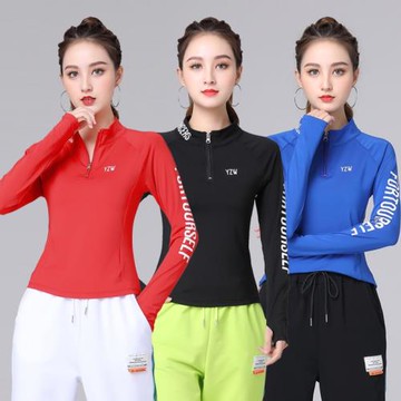 廣場舞新款上衣立領速干長袖舞蹈練功服運動健身操跳舞衣服女春秋