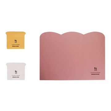 E.City 創意吐司造型皮革防水隔熱墊三件組 杯墊套裝 廚房餐桌裝飾  粉色 + 黃色 + 白色  1組