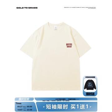 GTG原創美式復古小標字母印花圓領短袖T恤男寬松百搭小眾情侶半袖